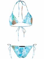 Philipp Plein bikini à motif graphique - Bleu