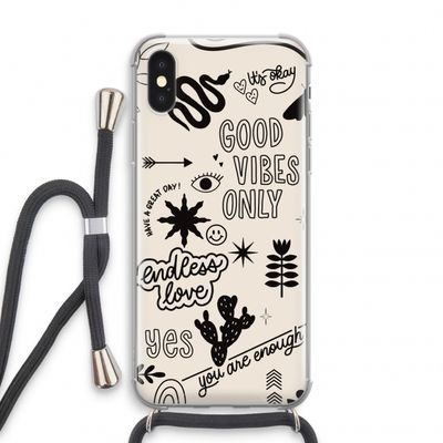 Good vibes: iPhone XS Transparant Hoesje met koord