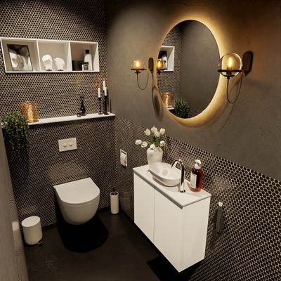 MONDIAZ FOWY toiletmeubel 60cm kleur talc. Waskom positie midden kleur talc | talc. Met 1 kraangat
