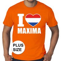 Grote maten I love Maxima shirt oranje heren 4XL  -