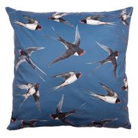 Clayre & Eef Kussenhoes 45x45 cm Blauw Wit Polyester Vogels Sierkussenhoes Blauw Sierkussenhoes - thumbnail
