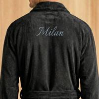 Heren badjas borduren - Zwart - S/M