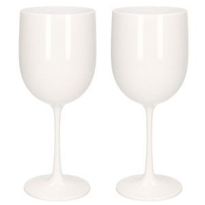 2x stuks onbreekbaar wijnglas wit kunststof 48 cl/480 ml