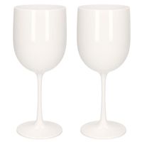 2x stuks onbreekbaar wijnglas wit kunststof 48 cl/480 ml