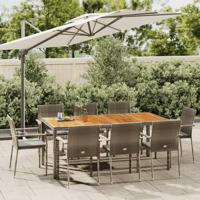 9-delige Tuinset met kussens poly rattan grijs