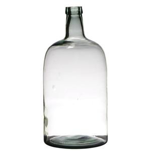 Bellatio Design Vaas - flessen vorm - transparant - glas -19 x 40 cm- Groot formaat