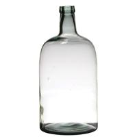 Bellatio Design Vaas - flessen vorm - transparant - glas -19 x 40 cm- Groot formaat