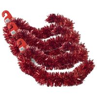 3x stuks kerstboom folie slingers/lametta guirlandes van 180 x 12 cm in de kleur glitter rood