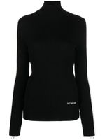 Moncler embroidered-logo funnel neck top - Noir