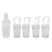 ITEM Cocktailshaker set - 13-delig - glas - 4 bekers - 4 rietjes - 4 roerlepels