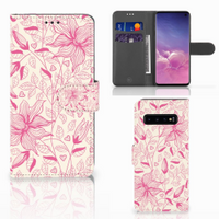 Samsung Galaxy S10 Hoesje Pink Flowers - thumbnail