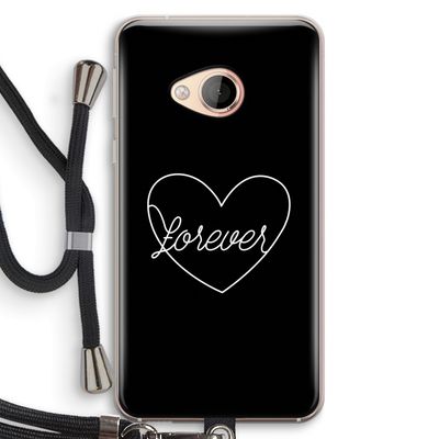 Forever heart black: HTC U Play Transparant Hoesje met koord
