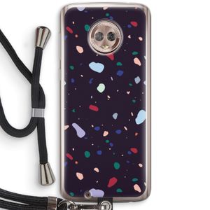 Dark Rounded Terrazzo: Motorola Moto G6 Transparant Hoesje met koord