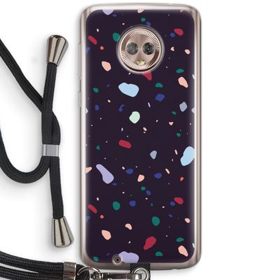 Dark Rounded Terrazzo: Motorola Moto G6 Transparant Hoesje met koord