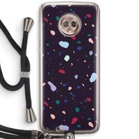 Dark Rounded Terrazzo: Motorola Moto G6 Transparant Hoesje met koord