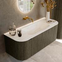 Badmeubel Mondiaz Kurve-Dlux | 120 cm cm | Meubelkleur Shadow | Wastafelkleur Ostra | Solid surface | Wasbak midden spoelbak | Zonder kraangat(en)