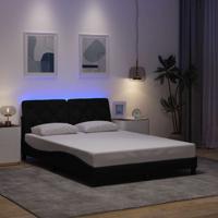 Bedframe met LED zonder matras 120x200 cm stof zwart