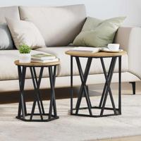 Salontafel 2 pcs artisanaal eikenkleurig 50 x 50 x 50 cm