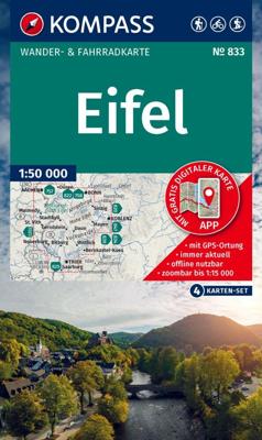 Wandelkaart 833 Eifel | 4 Kartenset | Kompass