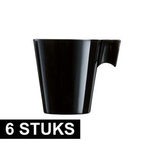 6x Caffe Lungo koffie/espresso mok zwart   -