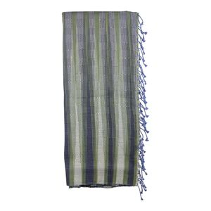 Katoenen Deken Diamand Ikat (Groen/Grijs/Blauw)