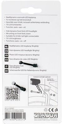 Simson Voorlicht brightly naafdynamo led 70 lux zwart