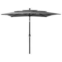 VidaXL Parasol 3-laags met aluminium paal 2,5x2,5 m antracietkleurig