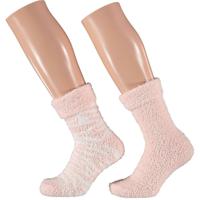Apollo Dames bedsokken/huissokken - 2-pak - roze/wit - maat 36-41 Apollo Dames bedsokken/huissokken - 2-pak - roze/wit - maat 36-41
