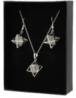 Edelsteen Bergkristal Oorbellen en Hanger Set Merkabah