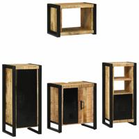 Badkamermeubelset met plank 4 pcs Bruin Massief Mango Hout