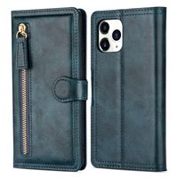 iPhone 12 Mini hoesje - Bookcase - Pasjeshouder - Portemonnee - Rits - Kunstleer - Blauw - thumbnail