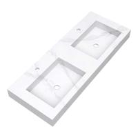 Brauer Coral Wastafel - 120 cm - met 2 Spoelbakken en 2 Kraangaten - Marmerlook Calacatta Gold