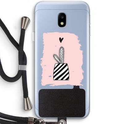 Zwart-wit cactus: Samsung Galaxy J3 (2017) Transparant Hoesje met koord