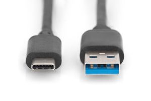 Digitus USB-kabel USB 3.2 Gen1 (USB 3.0 / USB 3.1 Gen1) USB-C stekker, USB-A stekker 1.00 m Zwart Rond, Afgeschermd (dubbel) DB-300136-010-S