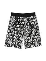 Versace Kids short de sport à logo imprimé - Noir