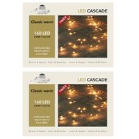 Set van 3x stuks cascade draadverlichting lichtsnoer met 160 lampjes warm wit met 8 lichtdraden - thumbnail