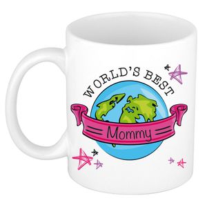 Cadeau koffie/thee mok voor mama - beste mama - roze - 300 ml - moederdag