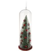 Rode kerstboom in stolp kerstversiering hangdecoratie 22 cm - thumbnail