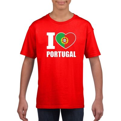 Rood I love Portugal fan shirt kinderen
