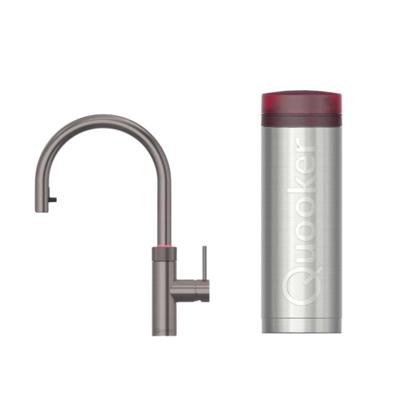 Quooker Flex Round Keukenkraan Set - Kokend Warm- en Koud Water - Uittrekbare Slang - Gunmetal - met PRO3 Reservoir