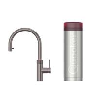 Quooker Flex Round Keukenkraan Set - Kokend Warm- en Koud Water - Uittrekbare Slang - Gunmetal - met PRO3 Reservoir