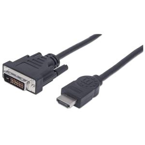 Manhattan 372503-CG HDMI-kabel HDMI / DVI Adapterkabel HDMI-A-stekker, DVI-D 24+1-polige stekker 1.80 m Zwart Schroefbaar