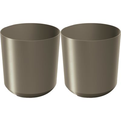 Plantenpot/bloempot Babylon - 2x - kunststof - buiten/binnen - titanium grijs - D39 x H39 cm