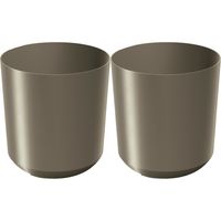 Plantenpot/bloempot Babylon - 2x - kunststof - buiten/binnen - titanium grijs - D39 x H39 cm