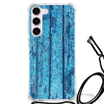 Samsung Galaxy S23 Stevig Telefoonhoesje Wood Blue Samsung Galaxy S23 Stevig Telefoonhoesje Wood Blue