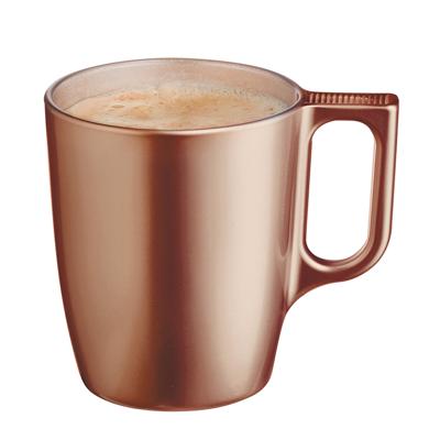 Koffiemokken Monaco - 1x stuks - Hard Glas - caramel bruin - 250 ml - 9 cm - Flashy metallic finish
