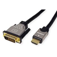 ROLINE Monitorkabel DVI (24+1) - HDMI, M/M, zwart / zilver, 1 m - thumbnail