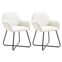 Eetkamerstoelen 2 st stof crèmekleurig