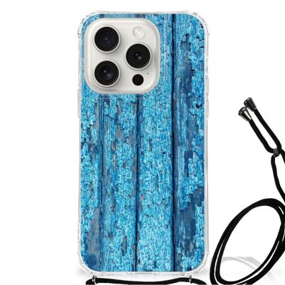 iPhone 15 Pro Stevig Telefoonhoesje Wood Blue iPhone 15 Pro Stevig Telefoonhoesje Wood Blue