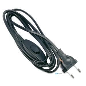 Eurosnoer 2x0,75qmm met schakelaar zwart 3m - 1065230